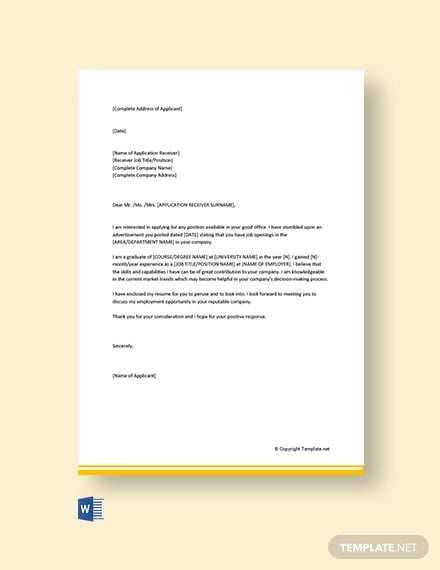 application letter sample for any position without experience pdf