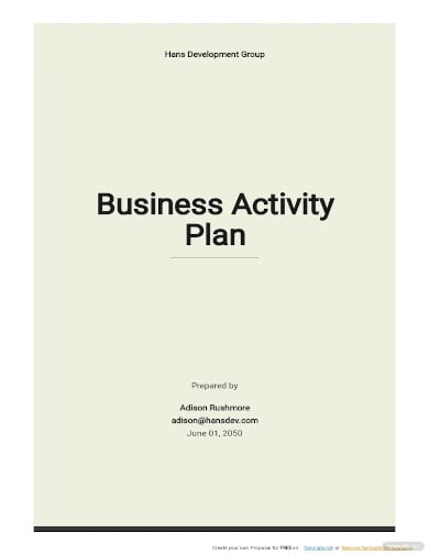 free basic business activity plan template