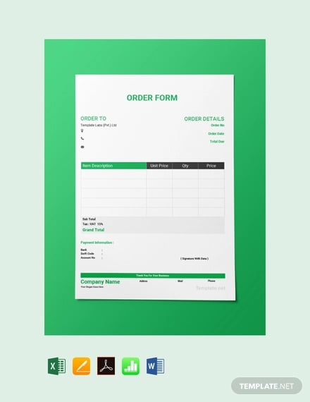 free blank order form template