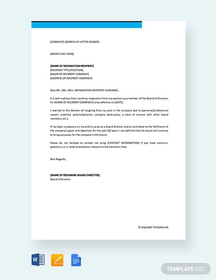 Draft Resignation Letter Of Director from images.template.net