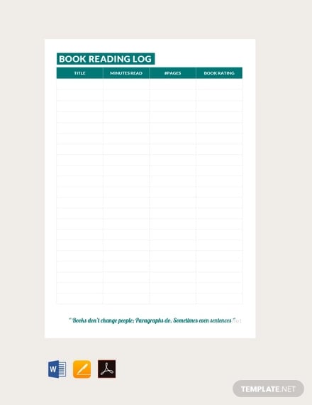 free book reading log template