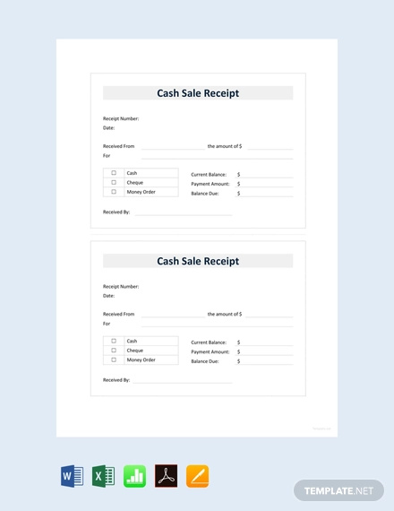 free cash sale receipt template