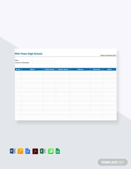 free-class-contact-list-template
