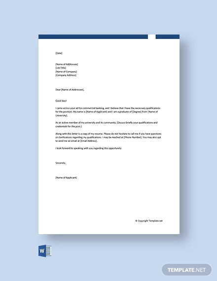 16+ Banking Cover Letter Templates - Sample, Example