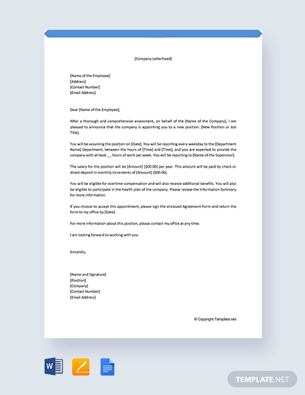 Company Appointment Letter Template - 15+ Word, PDF Format Download ...