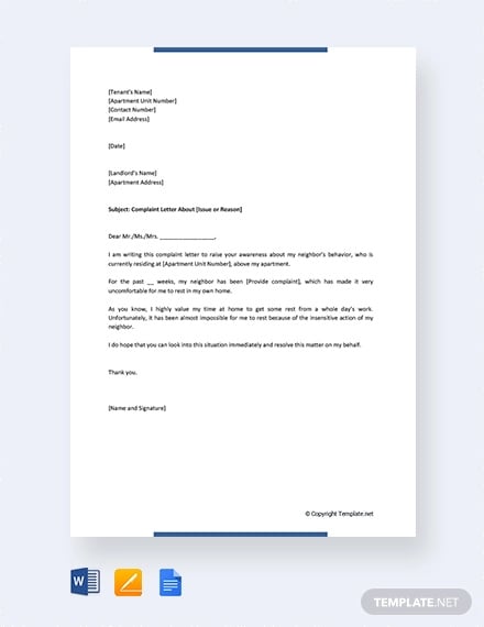 free complaint letter to landlord