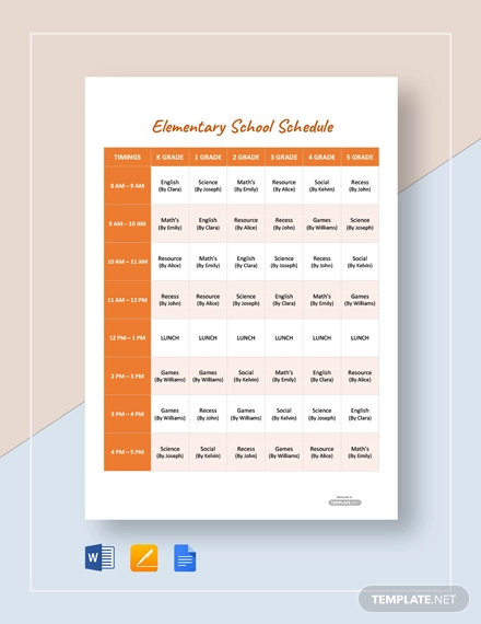 School Schedule Template - 19+ Word, Excel, PDF Format Download