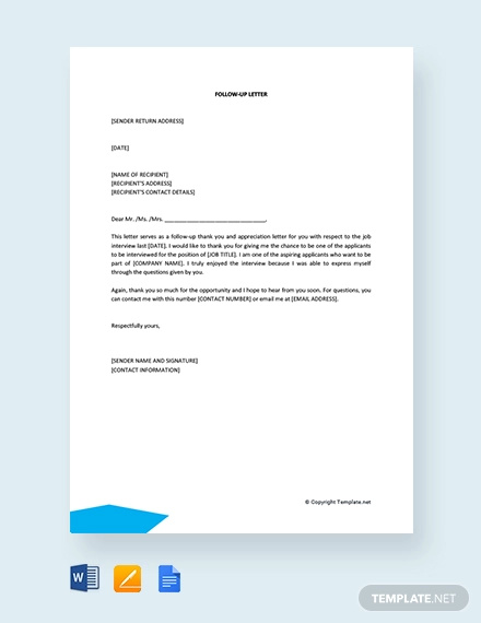 Follow Up Letter Template - 14+ Free Sample, Example Format Download