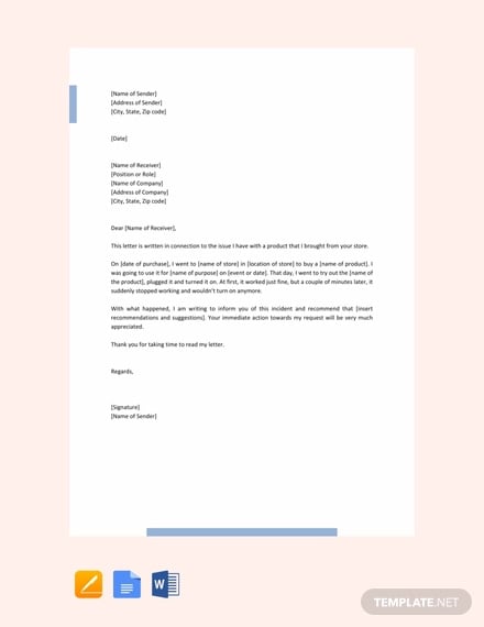 free formal letter example