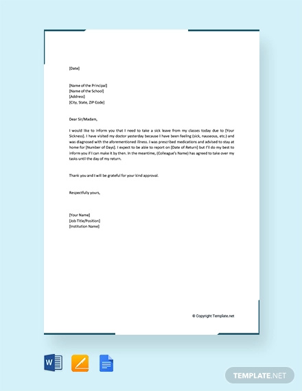 7 Sick Leave Letter Templates Pdf Word Free Premium Templates