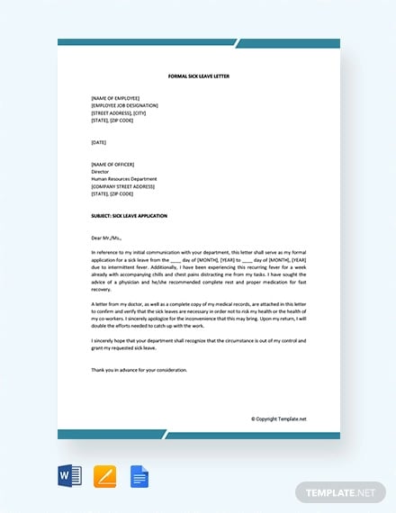 7 Sick Leave Letter Templates Pdf Word 4439