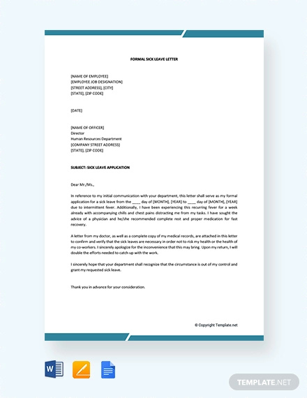 7+ Sick Leave Letter Templates - PDF, Word