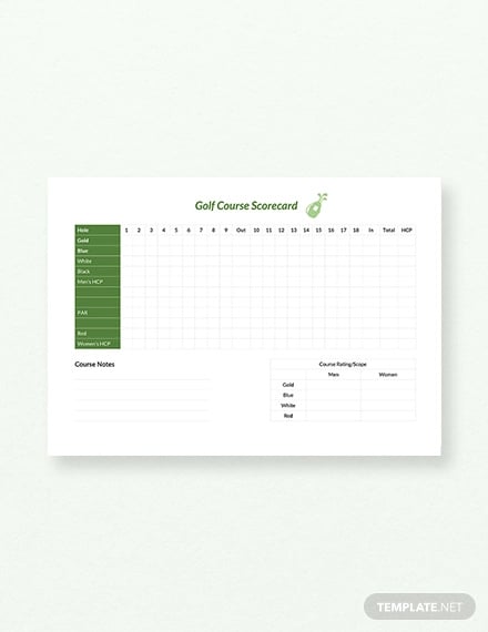 free golf course scorecard template