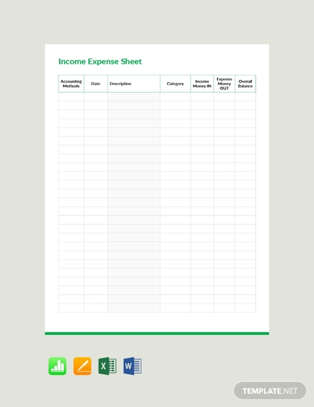 free income expense sheet template 440x570