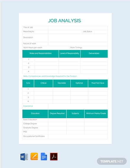 free job analysis template