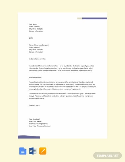 free letter to property insurance company 440x570