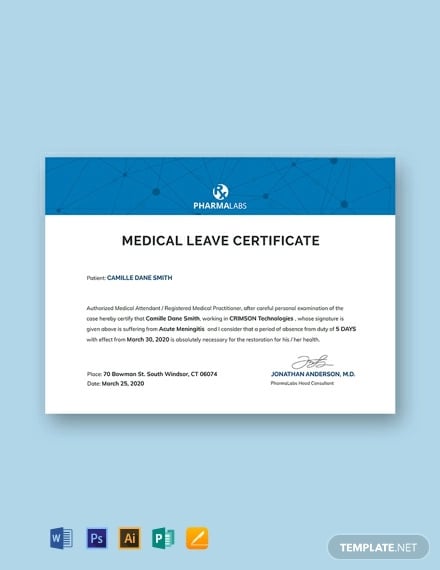 free medical certificate for casual leave template