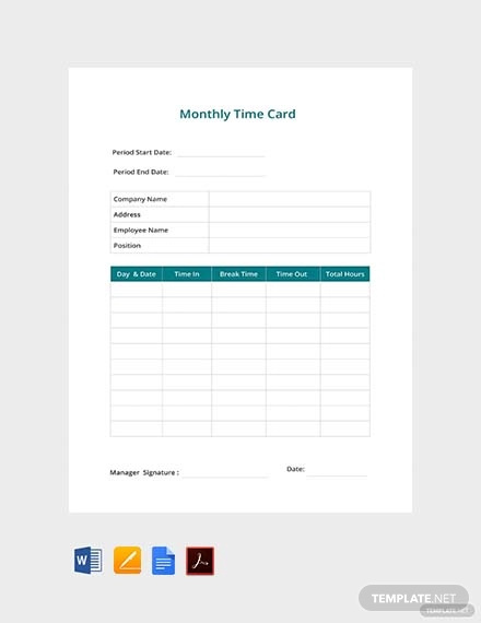 12+ Printable Time Card Templates - DOC, Excel, PDF