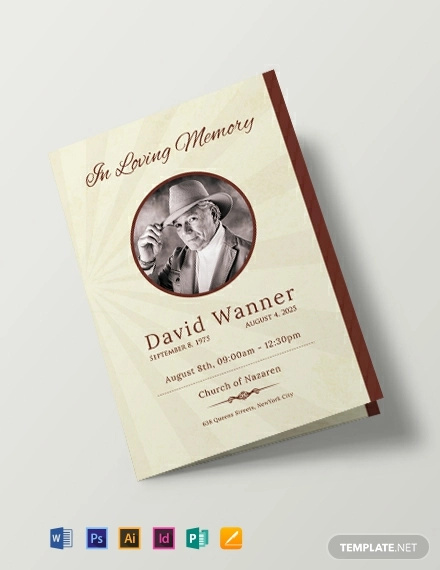 free obituary bi fold brochure design template