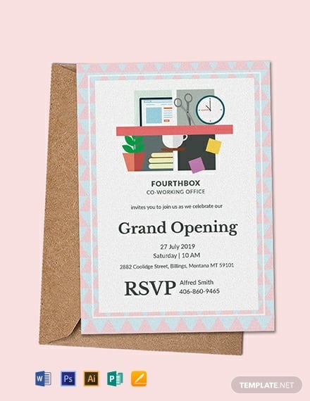 free office opening invitation card template