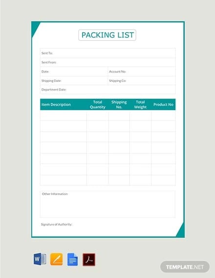25 Packing List Templates Pdf Doc Excel Free Premium Templates