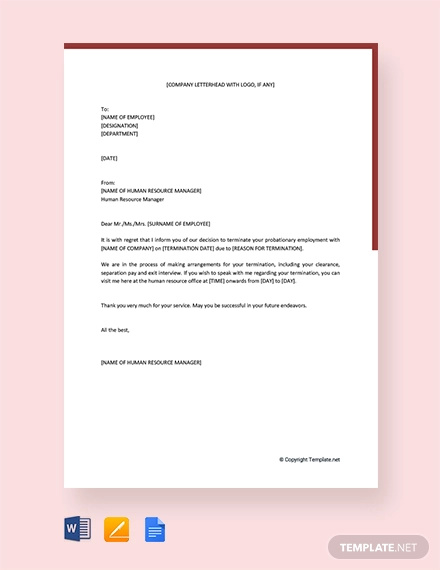 free probation termination letter