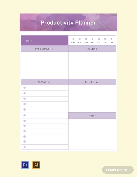 10+ Productivity Planner Templates in Docs | Word | Pages | Sheets ...