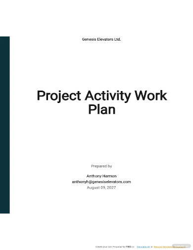 free project activity work plan template