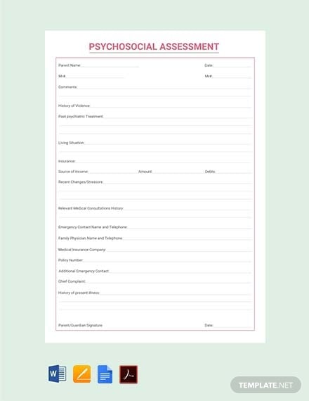 free psychological assessment template