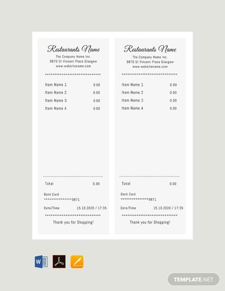 19+ Restaurant Receipt Templates - Free PDF, DOC Format Download