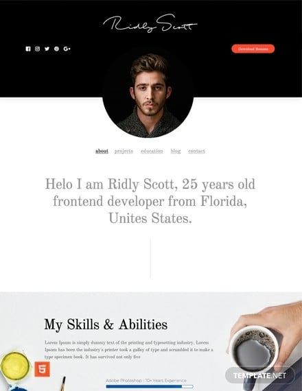 36 Html5 Resume Templates Free Samples Examples Format Download Free Premium Templates