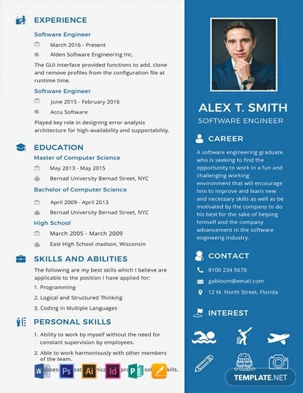 free resume for software engineer fresher template