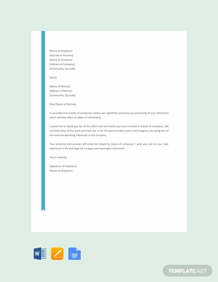 23+ Retirement Letter Templates - Word, PDF