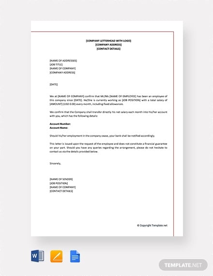 free salary transfer request letter