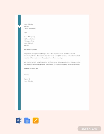 11+ Transfer Request Letter - PDF, DOC | Free & Premium Templates