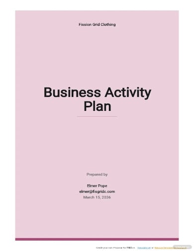 free simple business activity plan template