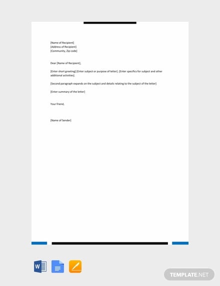 free simple friendly letter template