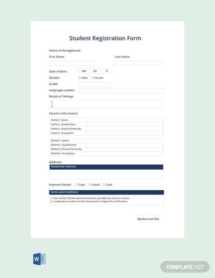 Registration Form Template 15 PDF Word Documents Download