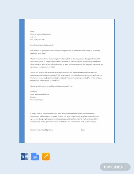 free teacher appointment letter template