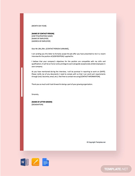 11+ Job Offer Thank-You Letter Templates - PDF, DOC, Apple Pages ...