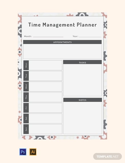 free time management planner template