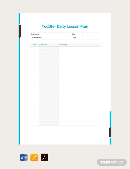 free toddler daily lesson plan template