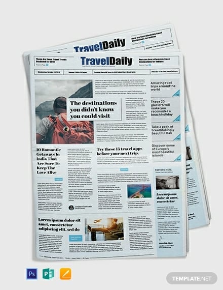 free travel newspaper template
