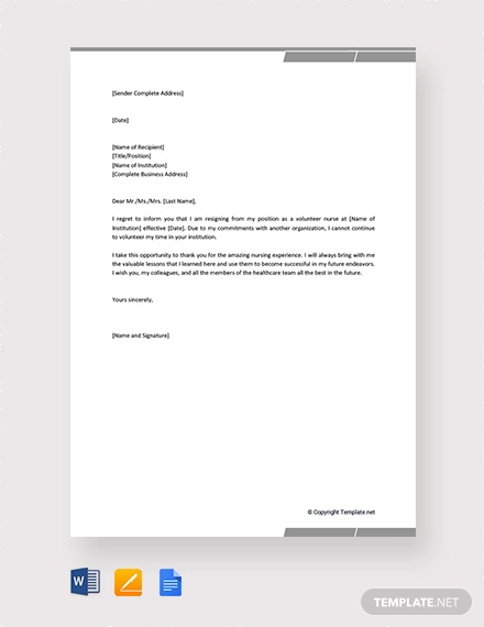 10+ Volunteer Resignation Letters - Free Sample, Example Format Download