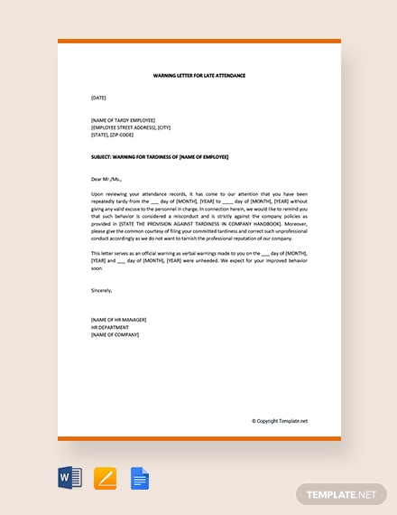 14+ Late Warning Letter Templates - Pdf, Doc