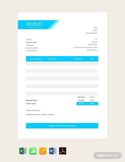 free website quotation template