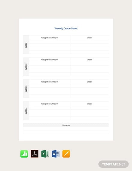 free weekly grade sheet template