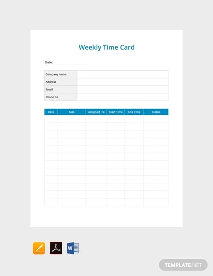 free weekly time card template