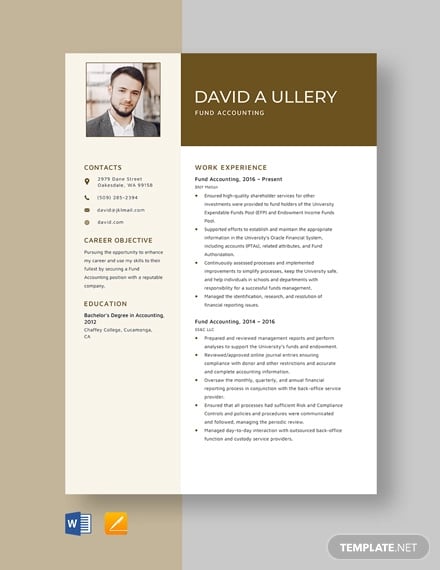 fund accounting resume template