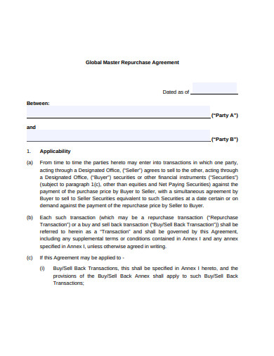global master repurchase agreement template